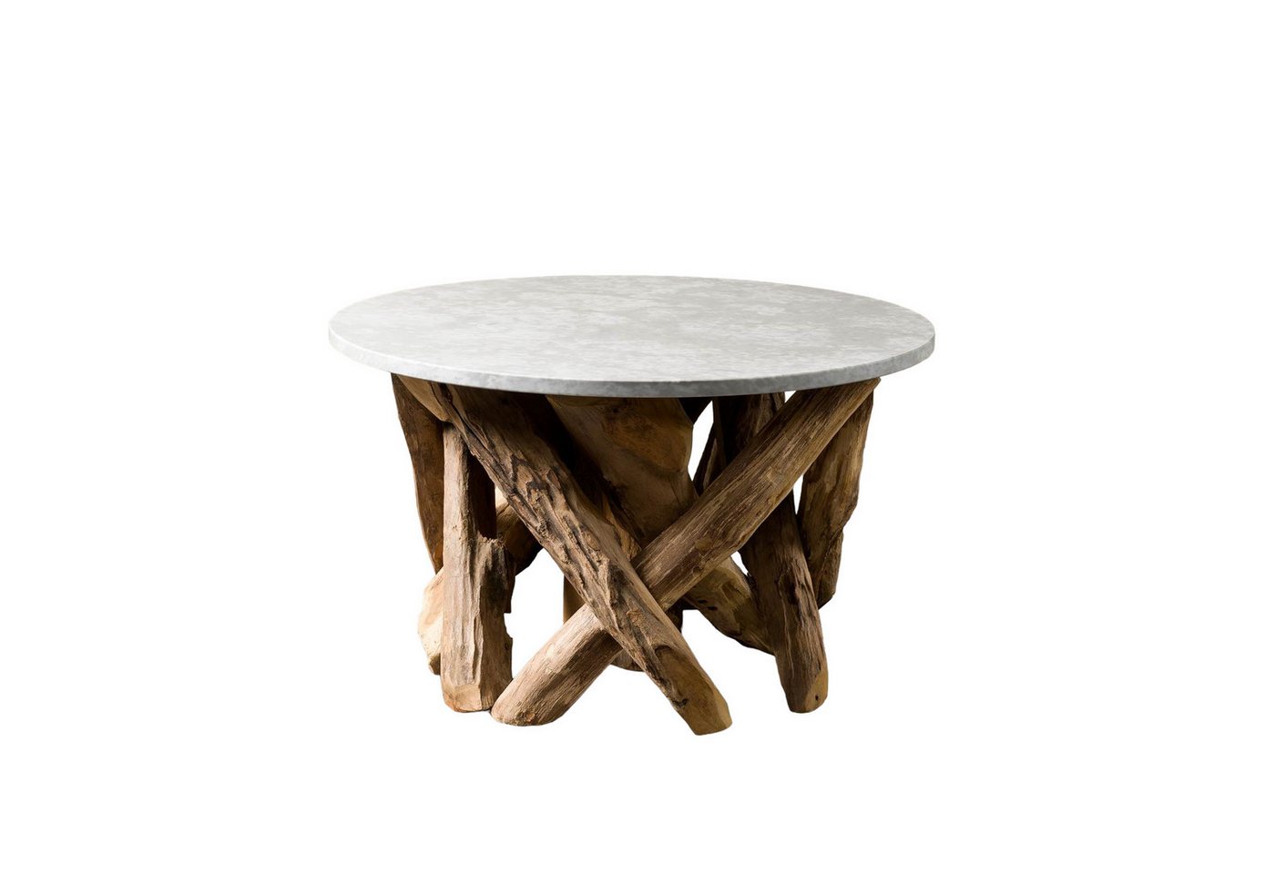 MAGNA Atelier Couchtisch LAKE TAHOE mit Marmor Tischplatte, Sofatisch rund, Wohnzimmertisch, Teakholz Gestell, 70x42cm von MAGNA Atelier