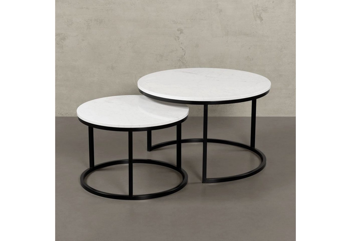 MAGNA Atelier Satztisch OSLO mit Marmor Tischplatte, Couchtisch-Set, Naturstein, nachhaltig, 76x45cm & 61x40cm von MAGNA Atelier