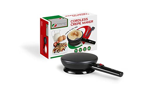 MAGNANI 800 W Crêpes-Maker mit Antihaftbeschichtung, Pfannkuchenpfanne mit LED-Kontrollleuchte, Crêpes Eisen mit Griff, Schneebesen, Spachtel und Teller, Ø20 cm von MAGNANI