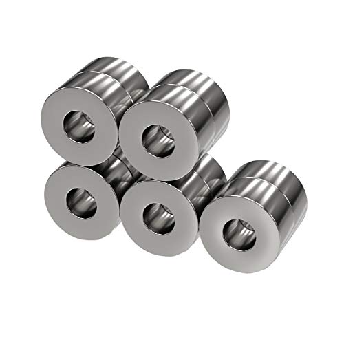 10x Neodym Power Magnet silber - Ringmagnet extra stark - Durchmesser 10x5mm hoch Innendurchmesser 4 mm - Supermagnet - Haftkraft ca. 2,5 kg - Magnete für Whiteboard, Pinnwand, Magnettafel, Werkstatt von MAGNETE.COM