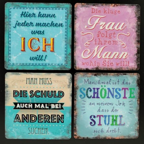 4er Set Magnete mit Sprüchen 65 x 65 mm Kunststoff (Variante B) von MAGNETE.COM