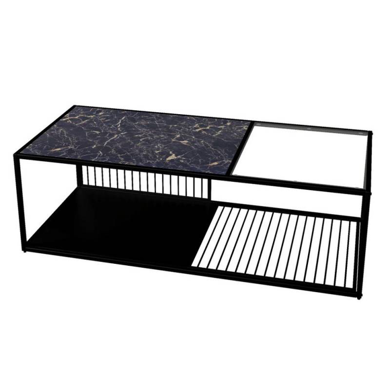 MAGOWA Couchtisch MAGOTABLE Moderner Couchtisch mit Glasplatte und Marmoroptik von MAGOWA
