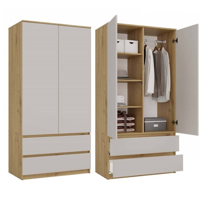 MAGOWA Kleiderschrank MALWA SS – stilvoll & funktional für Büro oder Schlafzimmer Maße: B 90 × H 180 × T 50 cm von MAGOWA