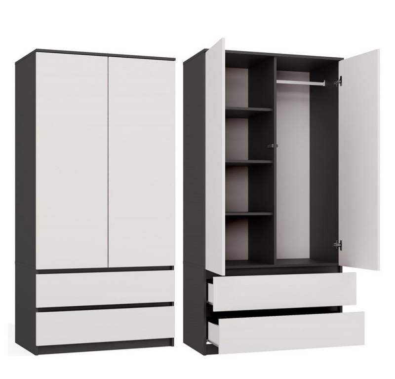 MAGOWA Kleiderschrank MALWA SS – stilvoll & funktional für Büro oder Schlafzimmer Maße: B 90 × H 180 × T 50 cm von MAGOWA