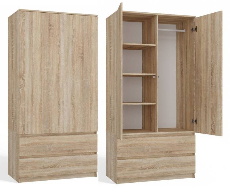 MAGOWA Kleiderschrank MALWA SS – stilvoll & funktional für Büro oder Schlafzimmer Maße: B 90 × H 180 × T 50 cm von MAGOWA