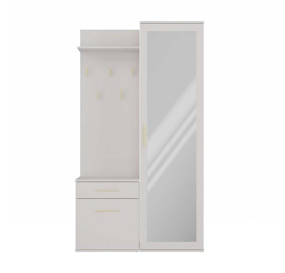 MAGOWA Kompaktgarderobe Moderner Kleiderschrank mit Spiegel & praktischer Flurgarderobe (3-teilig) Höhe: 180 cm - Breite: 100 cm - Tiefe: 35 cm von MAGOWA