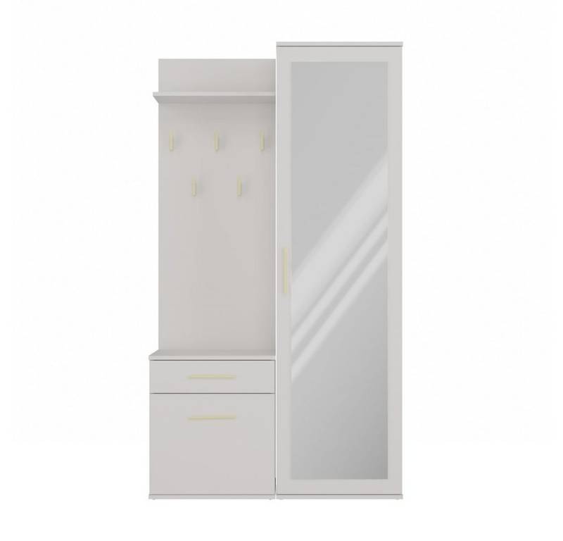 MAGOWA Kompaktgarderobe Moderner Kleiderschrank mit Spiegel & praktischer Flurgarderobe (3-teilig) Höhe: 180 cm - Breite: 100 cm - Tiefe: 35 cm von MAGOWA