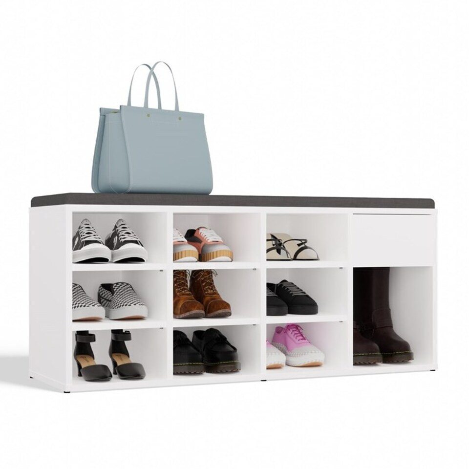 MAGOWA Schuhschrank Offener Schuhschrank mit Sitz und Schublade - Viel Stauraum Breite 110 cm × Höhe 49 cm × Tiefe 35 cm MAGOWA Schuhschrank Offener Schuhschrank mit Sitz und Schublade - Viel Stauraum Breite 110 cm × Höhe 49 cm × Tiefe 35 cm von MAGOWA