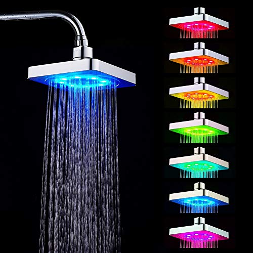 MAGT Kopfbrause Regendusche Duschkopf, 7 Farben LED Romantisches Licht Wasserbad Duschbrause Brausekopf für Home Badezimmer von MAGT