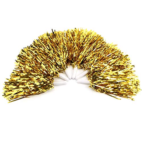MAGT Cheerleader Pompons, 6 Stück Cheerleading Pom Poms Sport Cheerleader Pom Poms Squad Cheer Sport Partei Tanz Zubehör (Gold) von MAGT