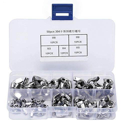 MAGT Flügelmutter, 50 Stück Edelstahl Schmetterlingsmutter Set M3 M4 M5 M6 M8 Flügelmuttern Sortiment mit Koffer MAGT Flügelmutter, 50 Stück Edelstahl Schmetterlingsmutter Set M3 M4 M5 M6 M8 Flügelmuttern Sortiment mit Koffer von MAGT