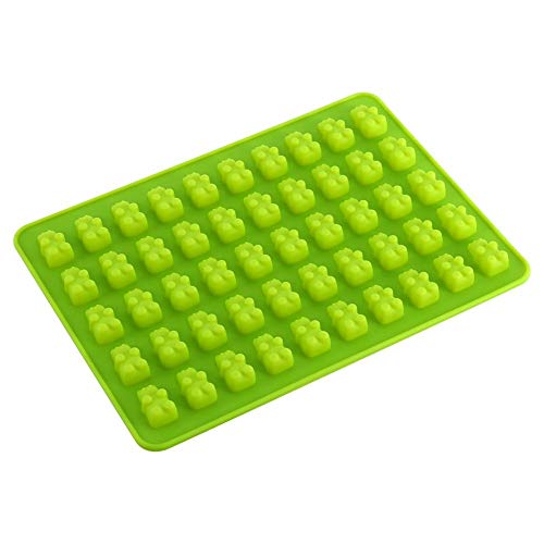 MAGT Gummibärchen Form, 50 Hohlraum Gummibärchen Silikonform Silikon Schokoladenform Bärenform Süßigkeiten Formen Silikon Eiss Tablett (Grün) von MAGT