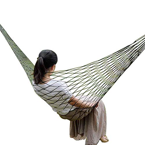 MAGT Hängematte, Nylonnetz Outdoor Hängematte Bequeme hängende Camping Hängematte Starke tragende Mesh Hängematte für Camping im Freien Grün von MAGT