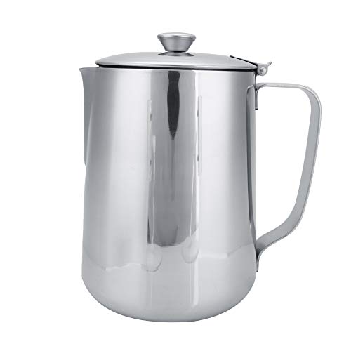 MAGT Edelstahl Kanne mit Deckel, 1500ml Milchkanne Edelstahl Kaffeekanne Milchkännchen mit Deckel für Lattekaffee Art(1500ML) von MAGT