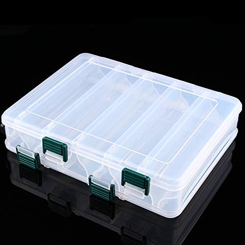 MAGT Köderbox Angeln, 12 Fächer Tackle Box Doppel Sided Angelboxen Transparent Angelköder Aufbewahrungsbox 20 x 15,5 x 4,5 cm (Farbe : Transparent) von MAGT