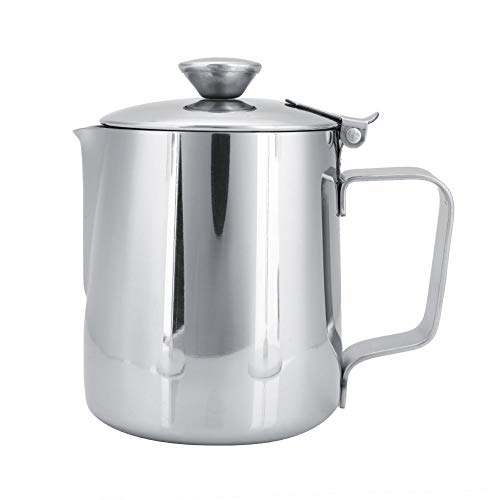 MAGT Milchkännchen mit Deckel, Edelstahl Milchkanne 1000ml Milchschaumkännchen Kaffeetasse Milchbehälter Barista Zubehör für Lattekaffee Art(1000ML) von MAGT