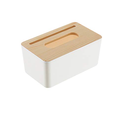 MAGT Taschentuchbox, Holz PP Kosmetiktuchbox Abnehmbarer Holzdeckel Taschentuchspender Rechteckiges Tücherbox für Home Büro Auto (Rectangle) von MAGT