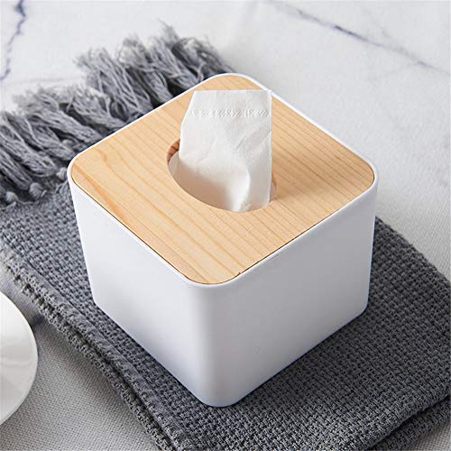 MAGT Taschentuchbox, Quadratisch Kosmetiktuchbox Abnehmbare Holzdeckel Tücherbox Kosmetiktücher Box für Zuhause Auto Büro(Square) von MAGT