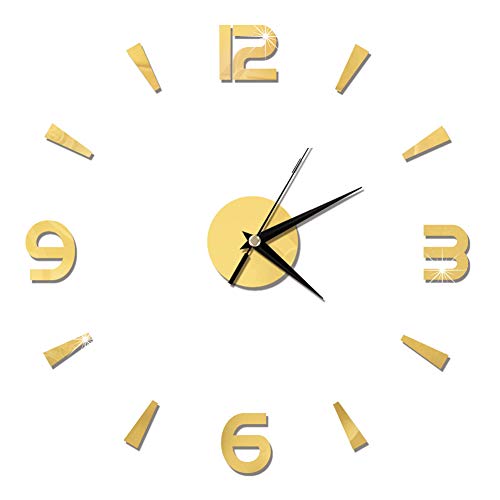MAGT Wanduhr Aufkleber, Modern Style 3D Schön hängende Uhr Aufkleber für Home Office Room Decor(Gold) von MAGT