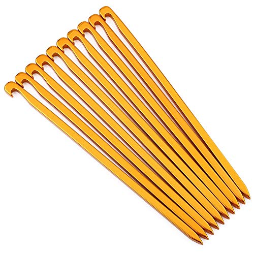 MAGT Zeltheringe, 10 Stück 16cm Aluminiumlegierung Zelt Heringe Camping Zeltpfahl Erdnägel für Camping Markise Baldachin Zelt (Farbe : Gold) von MAGT