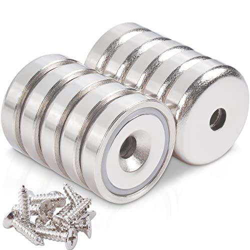 MAGXCENE 10 Stück Neodym Magnete Extra Stark 10 KG Kraft 20 X 7 mm mit Loch und Kapsel, Senkkopf-Topfmagnet mit Schrauben, Magnete Stark für Küchen, Badezimmer, Büros, Schule von MAGXCENE