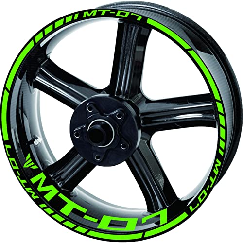 MAHIE Reflektierende Motorrad-Radaufkleber, Felgenaufkleber, Logo-Set Für Yamaha Mt 07 2020 2021 Mit Mt07-Logo Felgenaufkleber (Color : All Green) von MAHIE