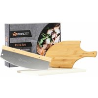 Mahlzeit - 3-teiliges Pizza Set 40 x 30 cm Pizzastein mit Schaufel und Messer von MAHLZEIT