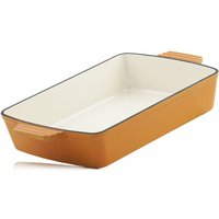 Gusseisen Auflaufform eckig 3,8 Liter Sunny Orange Induktionsgeeignet, inkl. 2 Griffe - Mahlzeit von MAHLZEIT