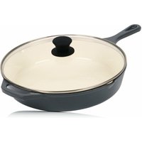 Gusseisenpfanne mit Deckel emailliert ø 29,5 cm Blue Berry Mit zwei Ausgießern - Mahlzeit von MAHLZEIT