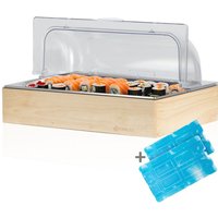 Mahlzeit Kühl Servierplatte, 53 x 34 x 27 cm, GN 1/1 Kühlplatte mit Holzrahmen, System Kühlschale Mahlzeit Kühl Servierplatte, 53 x 34 x 27 cm, GN 1/1 Kühlplatte mit Holzrahmen, System Kühlschale von MAHLZEIT