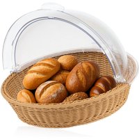 Mahlzeit Rattan Brotkorb mit Rolltop-Deckel, 42 x 39 x 29 cm, geflochtener Korb für Brot und Obst von MAHLZEIT