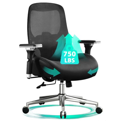 Großer und hoher Bürostuhl mit breitem, dickem Sitzkissen für schwere Menschen, ergonomischer Computer-Mesh-Schreibtischstuhl mit 4D-Armlehnen, verstellbare Lendenwirbelstütze für Erwachsene, 8 Großer und hoher Bürostuhl mit breitem, dickem Sitzkissen für schwere Menschen, ergonomischer Computer-Mesh-Schreibtischstuhl mit 4D-Armlehnen, verstellbare Lendenwirbelstütze für Erwachsene, 8 von MAHOMICO