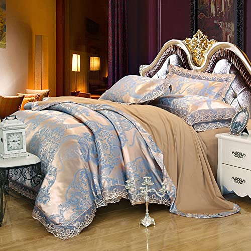 MAHPKYZ Bettbezug 220 X 240,EuropäIscher Satin-Jacquard-Bettbezug, King-Size-Bettbezug Aus Seide, Kissenbezug, KinderbettwäSche FüR Erwachsene, Doppelbett, Bettdecke,26,220 * 240 cm (4 StüCk) von MAHPKYZ