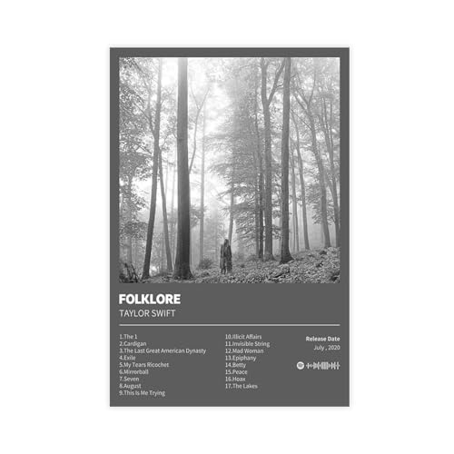 Folklore – Musikalbum-Poster, Leinwand, Poster, Wandkunst, Dekordruck, Bild, Gemälde für Wohnzimmer, Schlafzimmer, Dekoration, ungerahmt, 30 x 45 cm von MAHWER