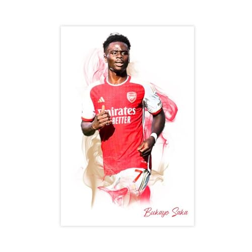 MAHWER Bukayo Saka – Fußballspieler-Poster, Leinwand-Poster, Wandkunst, Dekordruck, Bild, Gemälde für Wohnzimmer, Schlafzimmer, Dekoration, ungerahmt, 50 x 75 cm von MAHWER