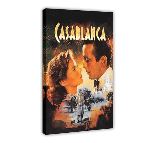 MAHWER Casablanca Filmposter auf Leinwand, Poster, Wandkunst, Dekor, Bild, Gemälde für Wohnzimmer, Schlafzimmer, Dekoration, Rahmenstil, 40 x 60 cm von MAHWER