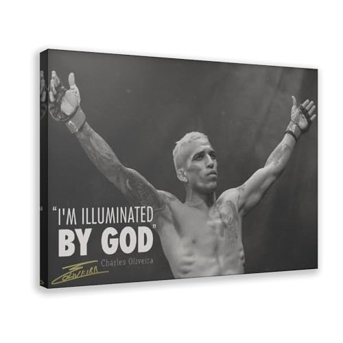 MAHWER Charles Oliveira – Boxer-Poster, Leinwand, Schlafzimmer, Dekoration, Sport, Landschaft, Büro, Raumdekoration, Geschenk, Rahmen-Stil, 40 x 60 cm von MAHWER