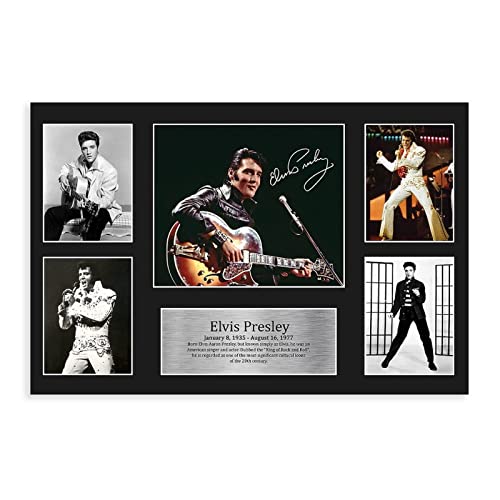 MAHWER Elvis Presley Musiker signiertes Poster auf Leinwand, Schlafzimmer, Dekoration, Sport, Landschaft, Büro, Raumdekoration, Geschenk, ungerahmt, 60 x 90 cm von MAHWER