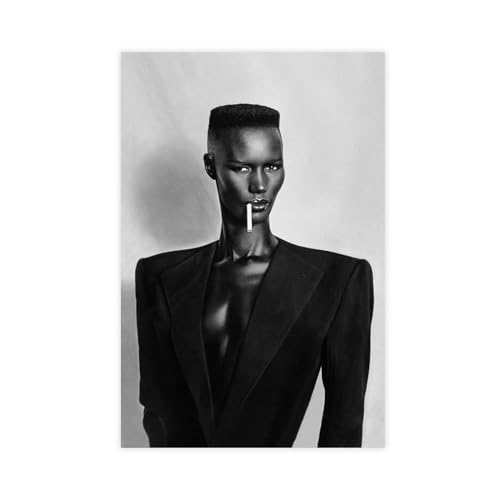 MAHWER Grace Jones Smoking – Schwarz-Weiß-Poster auf Leinwand, Schlafzimmer, Dekoration, Sport, Landschaft, Büro, Raumdekoration, Geschenk, ungerahmt, 60 x 90 cm von MAHWER