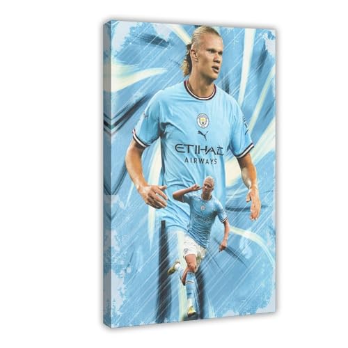 MAHWER Haaland Man City Fußball-Poster, Leinwand-Poster, Wandkunst, Dekordruck, Bild, Gemälde für Wohnzimmer, Schlafzimmer, Dekoration, Rahmen-Stil, 20 x 30 cm von MAHWER