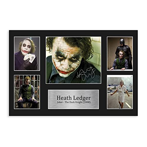 MAHWER Heath Ledger Joker signiertes Poster auf Leinwand, Schlafzimmer, Dekoration, Sport, Landschaft, Büro, Raumdekoration, Geschenk, ungerahmt, 30 x 45 cm von MAHWER