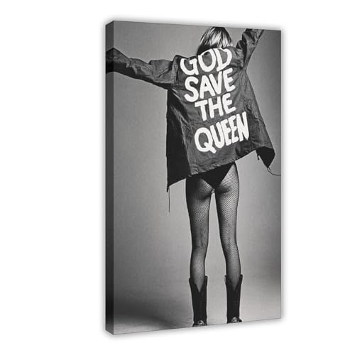 MAHWER Kate Moss God Save The Queen Poster Leinwand Poster Wandkunst Dekor Druck Bild Gemälde für Wohnzimmer Schlafzimmer Dekoration Rahmenstil 20 x 30 cm von MAHWER