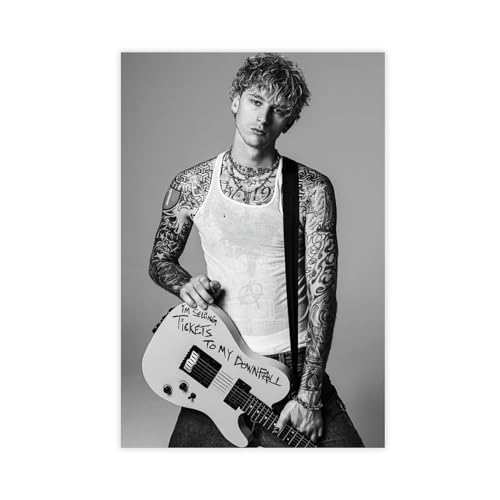 MAHWER Leinwand-Poster, Motiv: Rapper Machine Gun Kelly, Wandkunst, Dekor, Bild, Gemälde für Wohnzimmer, Schlafzimmer, Dekoration, ungerahmt, 40 x 60 cm von MAHWER