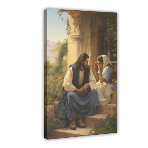 MAHWER Poster auf Leinwand mit Jesus Christus, Wandkunst, Dekordruck, Bild Gemälde für Wohnzimmer, Schlafzimmer, Dekoration, Rahmenstil, 30 x 45 cm von MAHWER