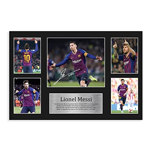 MAHWER Poster mit Messi-Unterschrift, Leinwand, Schlafzimmer, Dekoration, Sport, Landschaft, Büro, Raumdekoration, Geschenk, ungerahmt, 30 x 45 cm von MAHWER