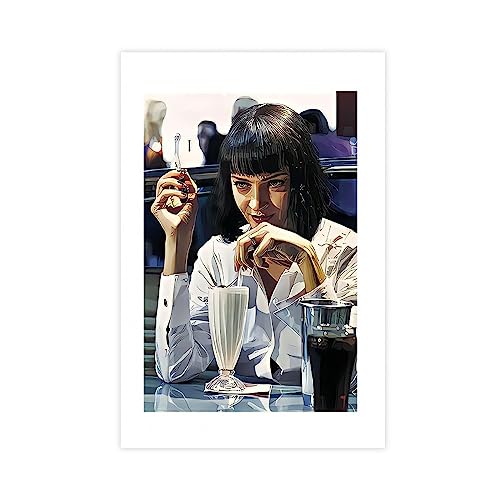 MAHWER Pulp Fiction, Mia Wallace, Pulp Fiction Poster, Ölfarbe, Druck, 1 Leinwand-Poster, Schlafzimmer, Dekoration, Sport, Landschaft, Büro, Raumdekoration, Geschenk, ungerahmt, 30 x 45 cm von MAHWER