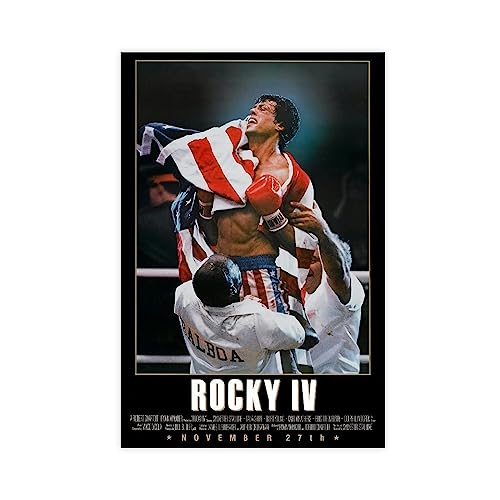 MAHWER Rocky 4 Filmposter auf Leinwand, Schlafzimmer, Dekoration, Sport, Landschaft, Büro, Raumdekoration, Geschenk, ungerahmt, 60 x 90 cm von MAHWER