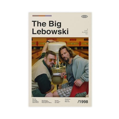 MAHWER The Big Lebowski Vintage Filmposter auf Leinwand, Poster, Wandkunst, Dekor, Bild, Gemälde für Wohnzimmer, Schlafzimmer, Dekoration, ungerahmt, 60 x 90 cm von MAHWER