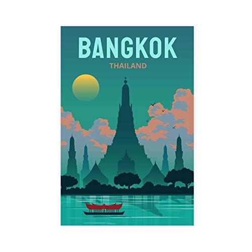 MAHWER Vintage Bangkok Thailand Poster Leinwand Poster Schlafzimmer Dekor Sport Landschaft Büro Zimmer Dekor Geschenk ungerahmt 40 x 60 cm von MAHWER