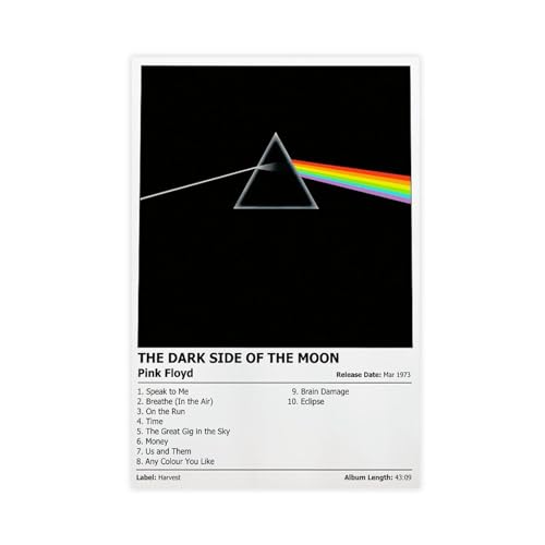 The Dark Side Of The Moon – Musikalbum-Poster, Leinwand-Poster, Wandkunst, Dekordruck, Bild, Gemälde für Wohnzimmer, Schlafzimmer, Dekoration, ungerahmt, 50 x 75 cm von MAHWER